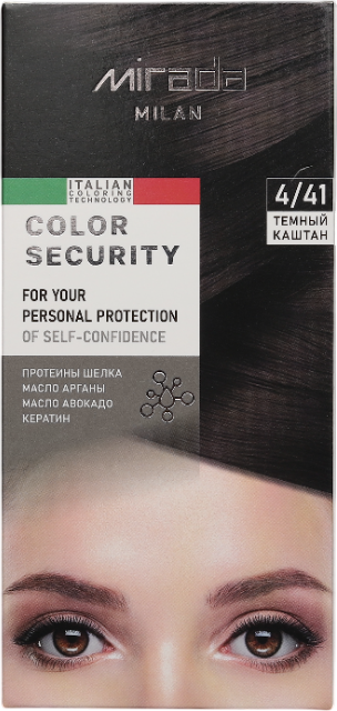 Крем-краска для волос Mirada Color security тон 4/41 Темный каштан