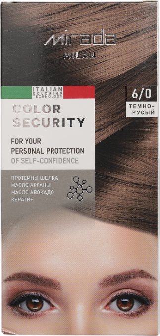 Крем-краска для волос Mirada Color security тон 6/0 Темно-русый