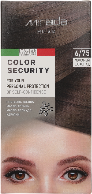 Крем-краска для волос Mirada Color security тон 6/75 Молочный шоколад