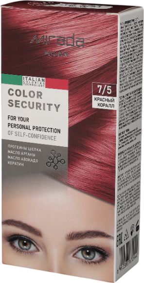 Крем-краска для волос Mirada Color security тон 7/5 Красный коралл