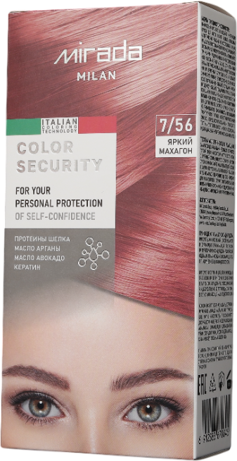 Крем-краска для волос Mirada Color security тон 7/56 Яркий махагон — фото 2