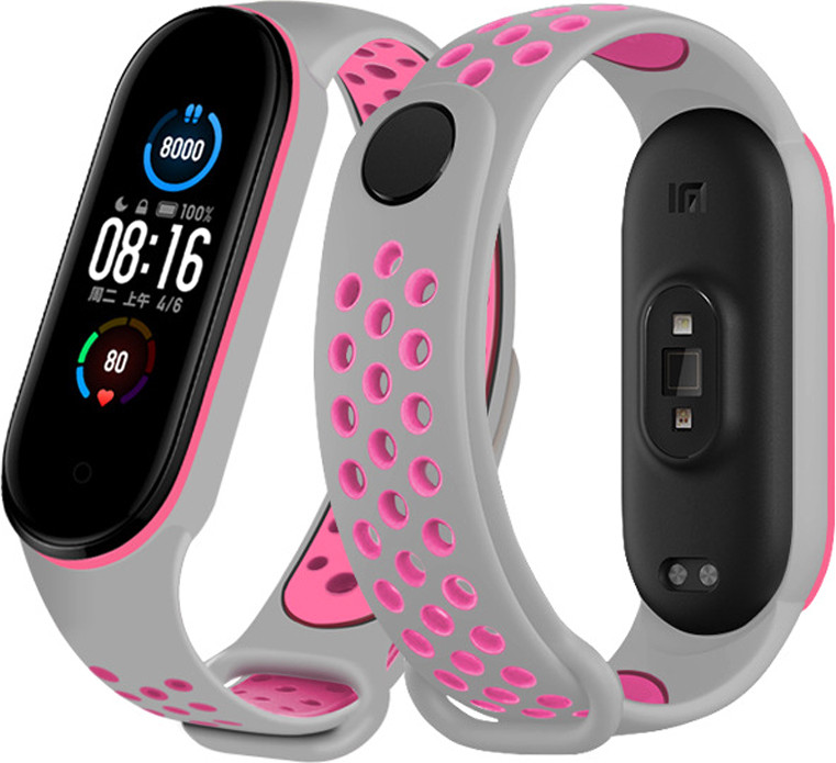 Ремешок для умных часов Bingo Sport для Xiaomi Mi Band 3/4 (серый/красный)