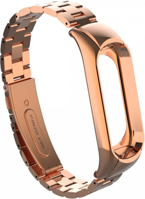 Ремешок для умных часов Bingo Stainless для Xiaomi Mi Band 3/4 (розовое золото) — фото 2