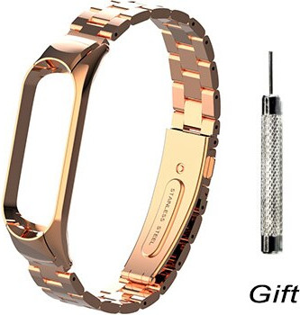 Ремешок для умных часов Bingo Stainless для Xiaomi Mi Band 3/4 (розовое золото) — фото 4