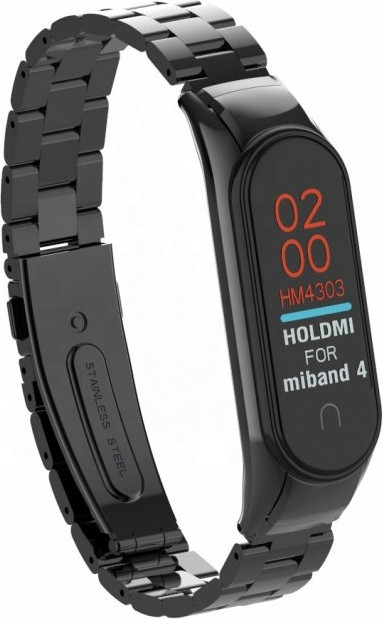 Ремешок для умных часов Bingo Stainless для Xiaomi Mi Band 3/4 (черный) — фото 2