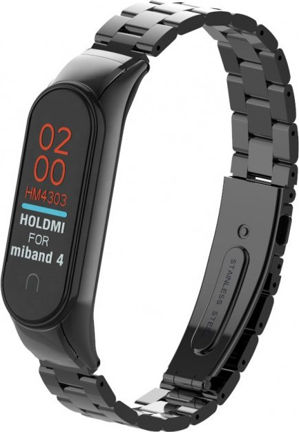 Ремешок для умных часов Bingo Stainless для Xiaomi Mi Band 3/4 (черный) — фото 1