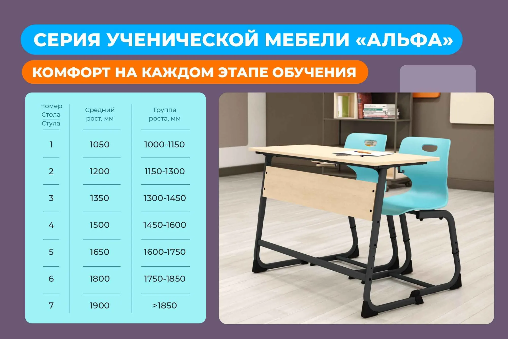 Парта Sheffilton SHT-T-TN11 А3-5 (береза/антрацит) — фото 5