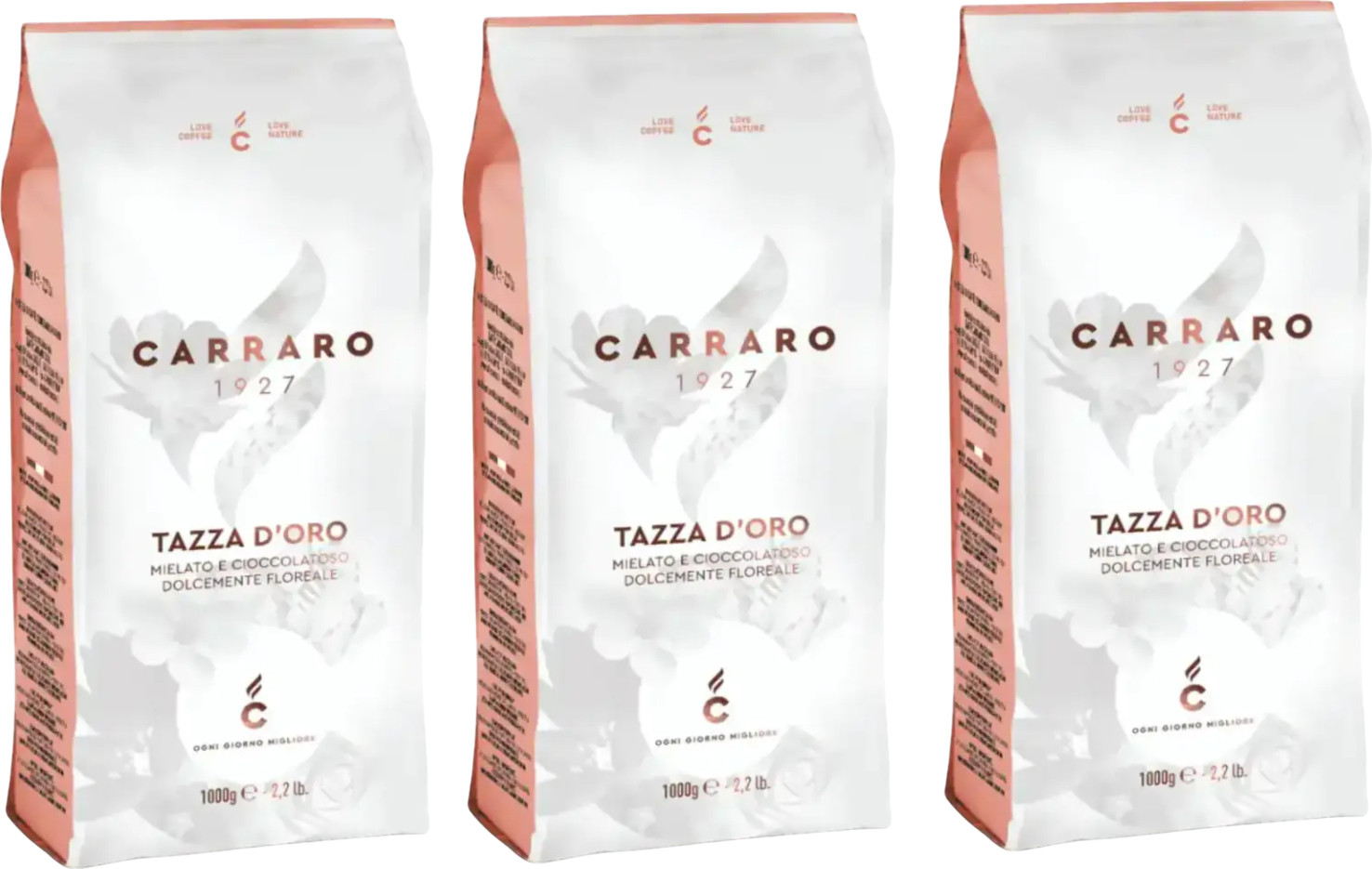 Кофе в зернах Carraro Tazza D`oro 90% арабика, 10% робуста (3x1кг) — фото 2