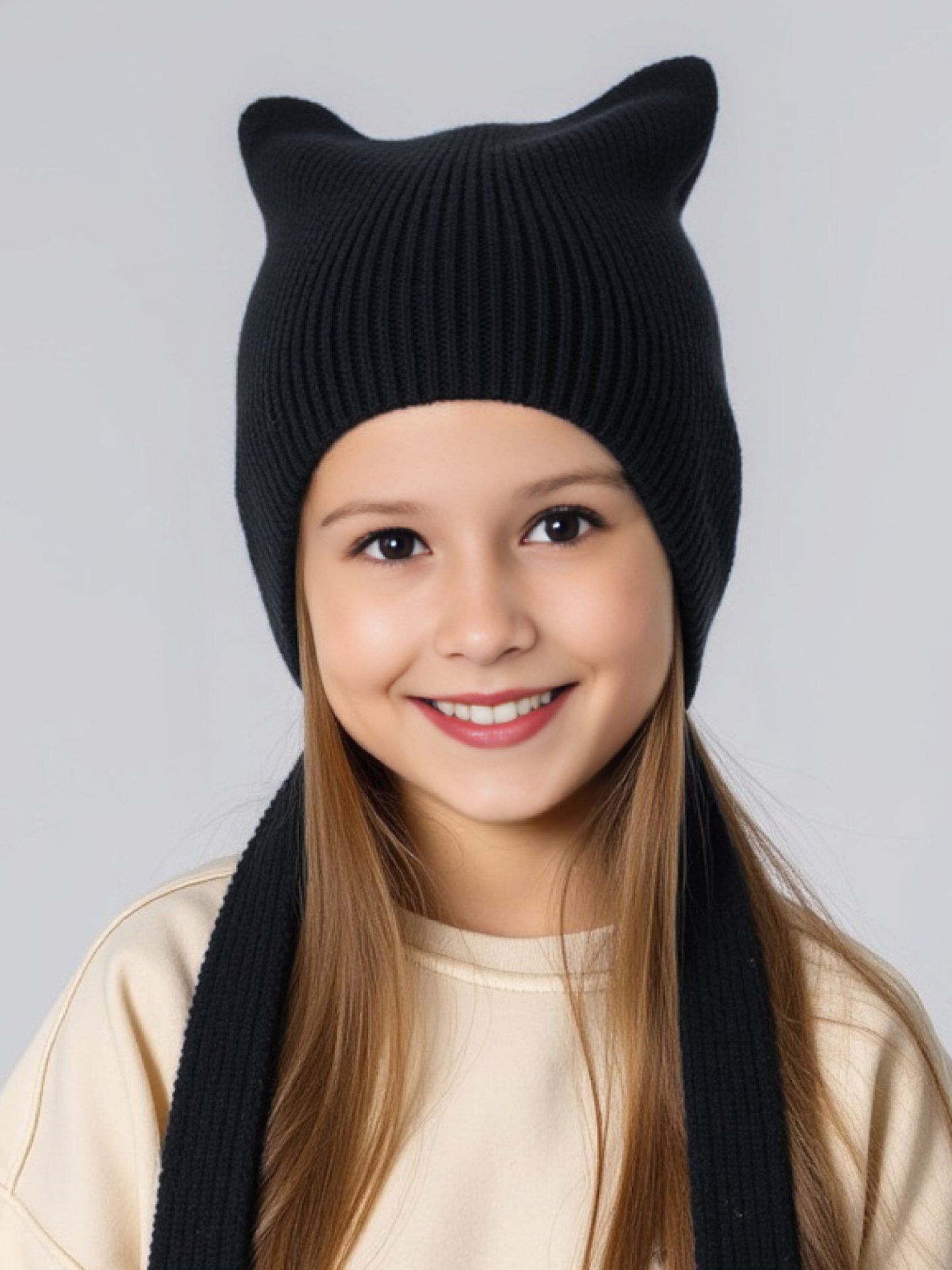 Шапка детская Amarobaby Meow / AB-OD25-MW16/09-52 (р.52-54, черный) — фото 3
