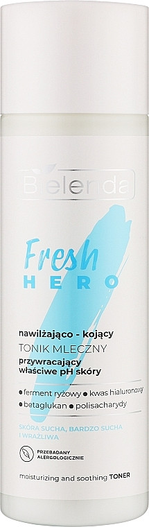 Тоник для лица Bielenda Fresh Hero молочный увлажняющий и успокаивающий (200мл)