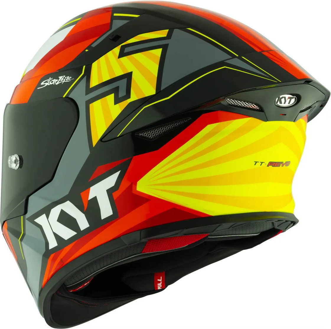 Мотошлем KYT Tt-Revo Flux Y6TR0008.6 (XL, черный/желтый/красный) — фото 3