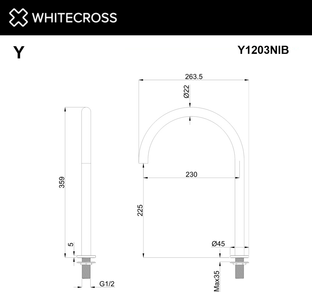 Излив Whitecross Y1203CR (хром) — фото 2