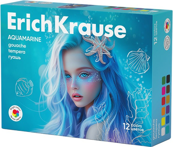 Гуашь Erich Krause Aquamarine / 65191 (12цв)