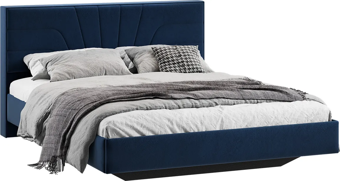 Двуспальная кровать ТриЯ Пандора 160x200 Тип 1 (микровелюр Wellmart Blue) — фото 1