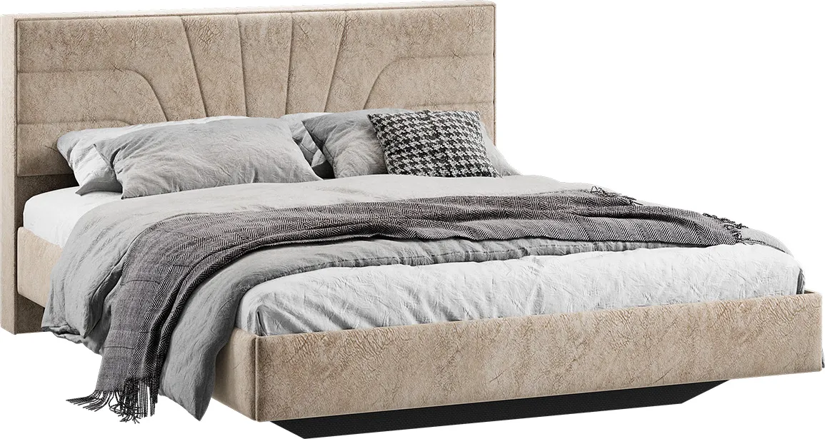 Двуспальная кровать ТриЯ Пандора 160x200 Тип 1 (микровелюр Wellmart Dark Beige) — фото 1
