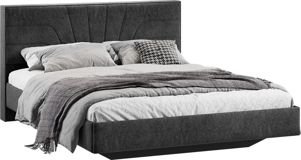 Двуспальная кровать ТриЯ Пандора 160x200 Тип 1 (микровелюр Wellmart Graphite) — фото 1