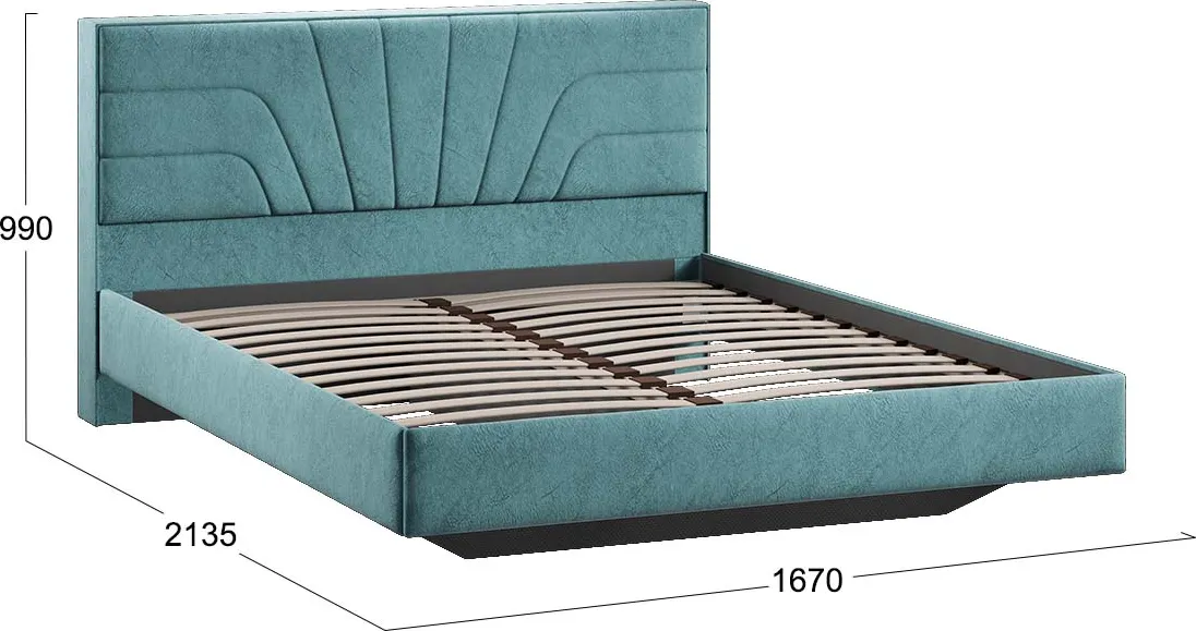 Двуспальная кровать ТриЯ Пандора 160x200 Тип 1 (микровелюр Wellmart Indigo) — фото 3