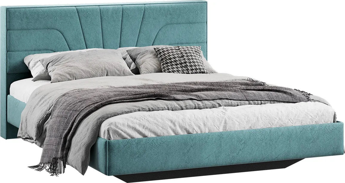 Двуспальная кровать ТриЯ Пандора 160x200 Тип 1 (микровелюр Wellmart Indigo) — фото 1