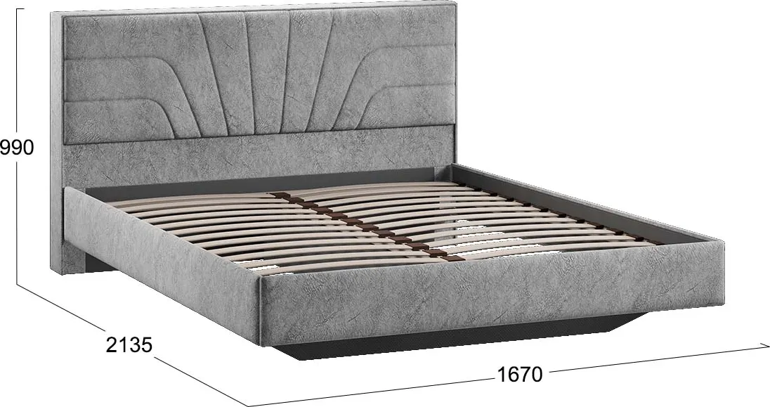 Двуспальная кровать ТриЯ Пандора 160x200 Тип 1 (микровелюр Wellmart Silver) — фото 3
