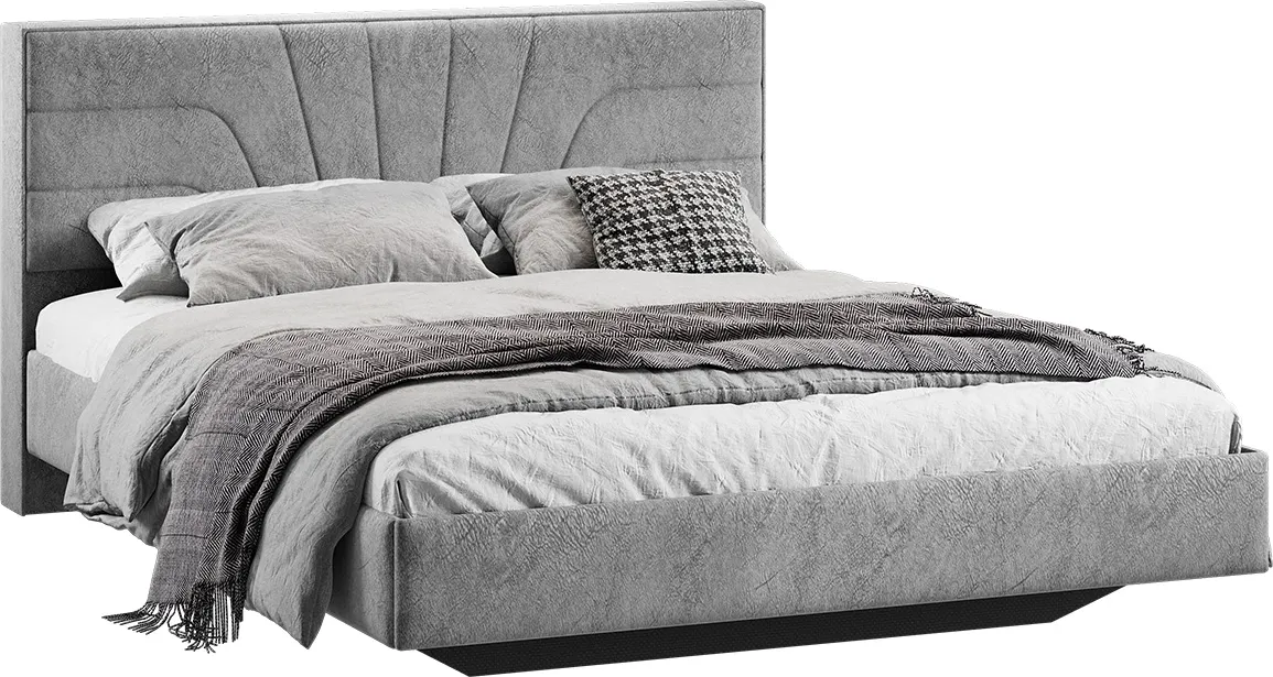 Двуспальная кровать ТриЯ Пандора 160x200 Тип 1 (микровелюр Wellmart Silver) — фото 1