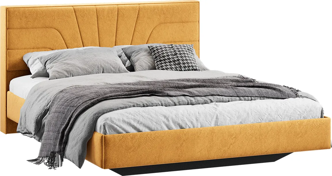 Двуспальная кровать ТриЯ Пандора 160x200 Тип 1 (микровелюр Wellmart Yellow) — фото 1