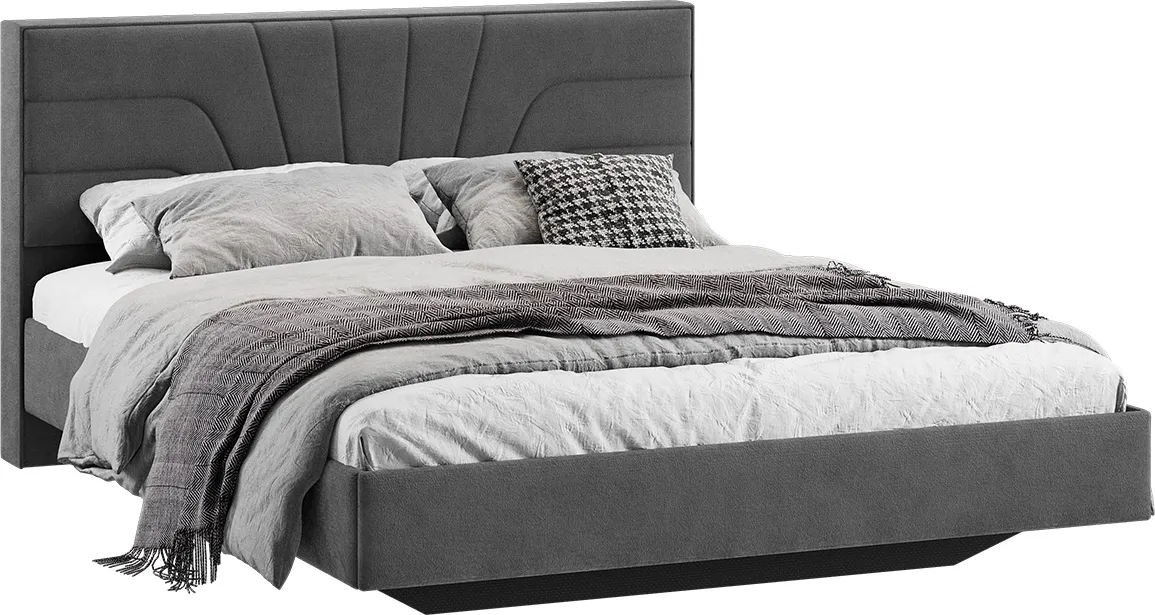 Двуспальная кровать ТриЯ Пандора 160x200 Тип 1 (микрошенилл Relax Graphite) — фото 1