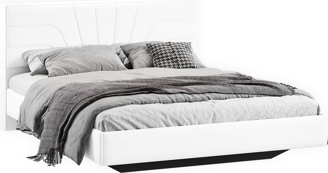 Двуспальная кровать ТриЯ Пандора 160x200 Тип 1 (экокожа Polo white) — фото 1