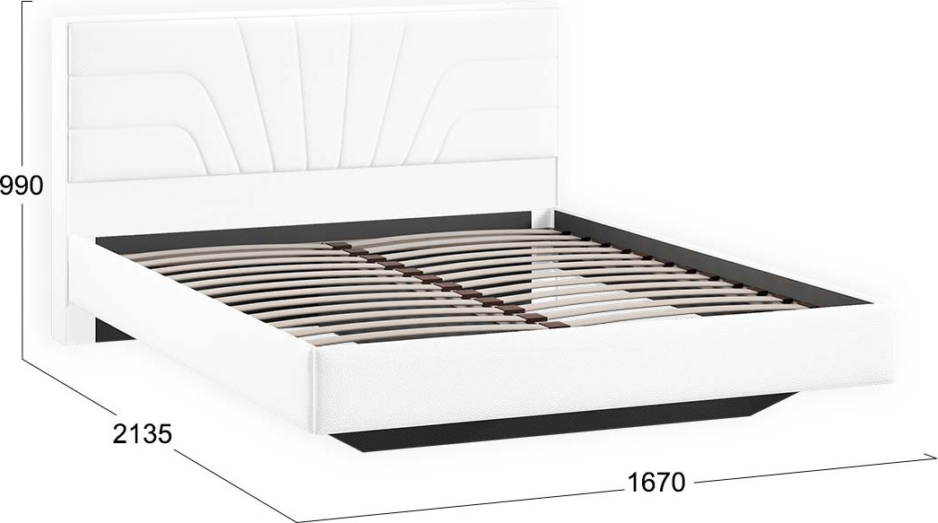 Двуспальная кровать ТриЯ Пандора 160x200 Тип 1 (экокожа Polo white) — фото 3