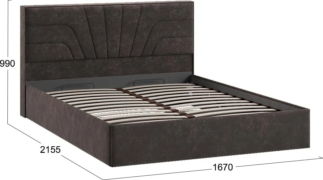 Двуспальная кровать ТриЯ Пандора с ПМ 160x200 Тип 1 (велюр Brut Chocolate 17) — фото 4