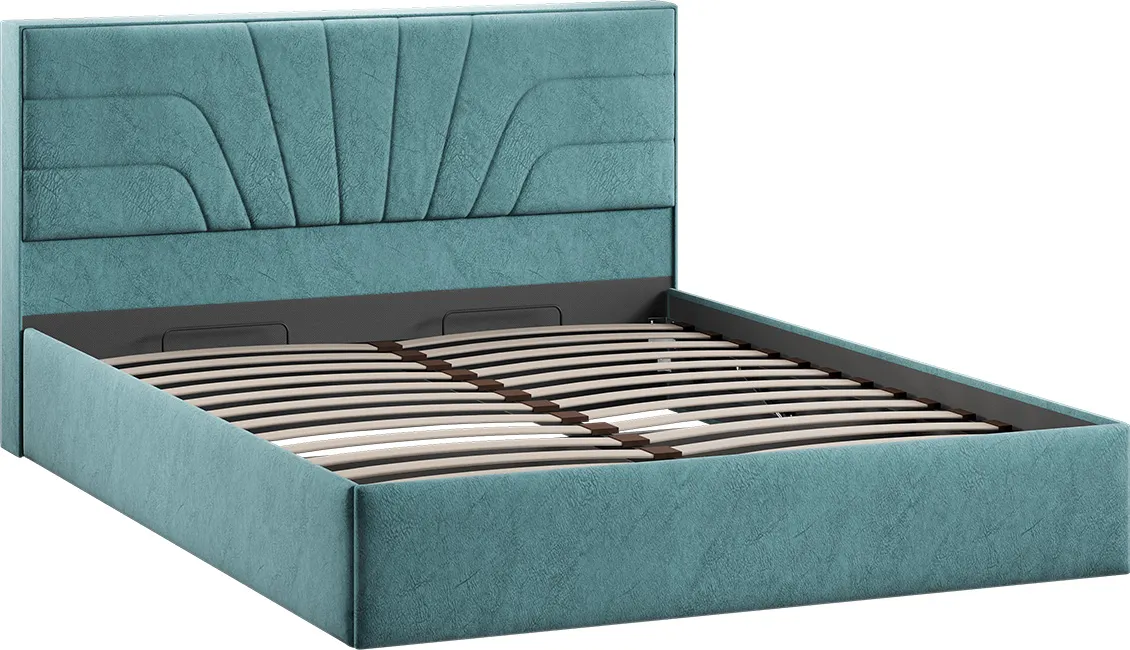 Двуспальная кровать ТриЯ Пандора с ПМ 160x200 Тип 1 (микровелюр Wellmart Indigo) — фото 2