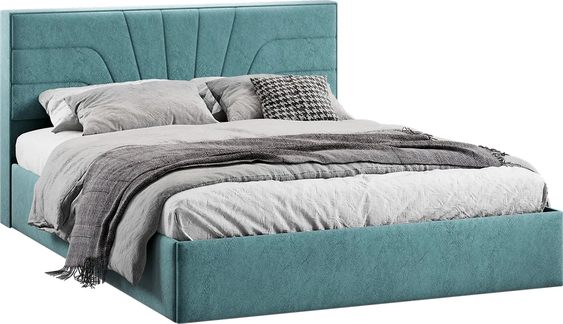 Двуспальная кровать ТриЯ Пандора с ПМ 160x200 Тип 1 (микровелюр Wellmart Indigo) — фото 1