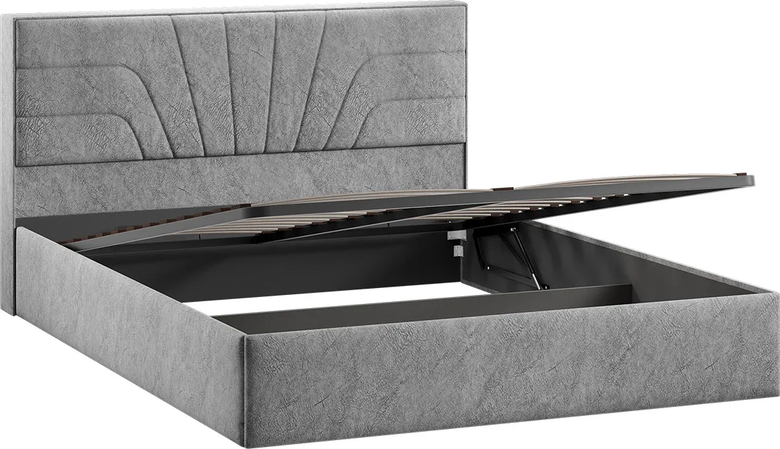 Двуспальная кровать ТриЯ Пандора с ПМ 160x200 Тип 1 (микровелюр Wellmart Silver) — фото 3