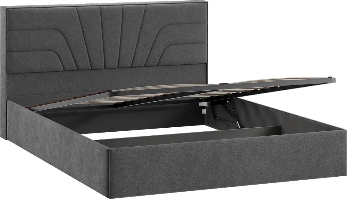 Двуспальная кровать ТриЯ Пандора с ПМ 160x200 Тип 1 (микрошенилл Relax Graphite) — фото 3