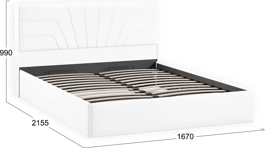 Двуспальная кровать ТриЯ Пандора с ПМ 160x200 Тип 1 (экокожа Polo white) — фото 4