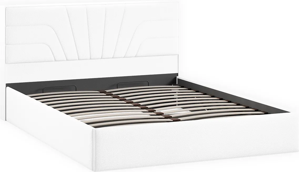 Двуспальная кровать ТриЯ Пандора с ПМ 160x200 Тип 1 (экокожа Polo white) — фото 2