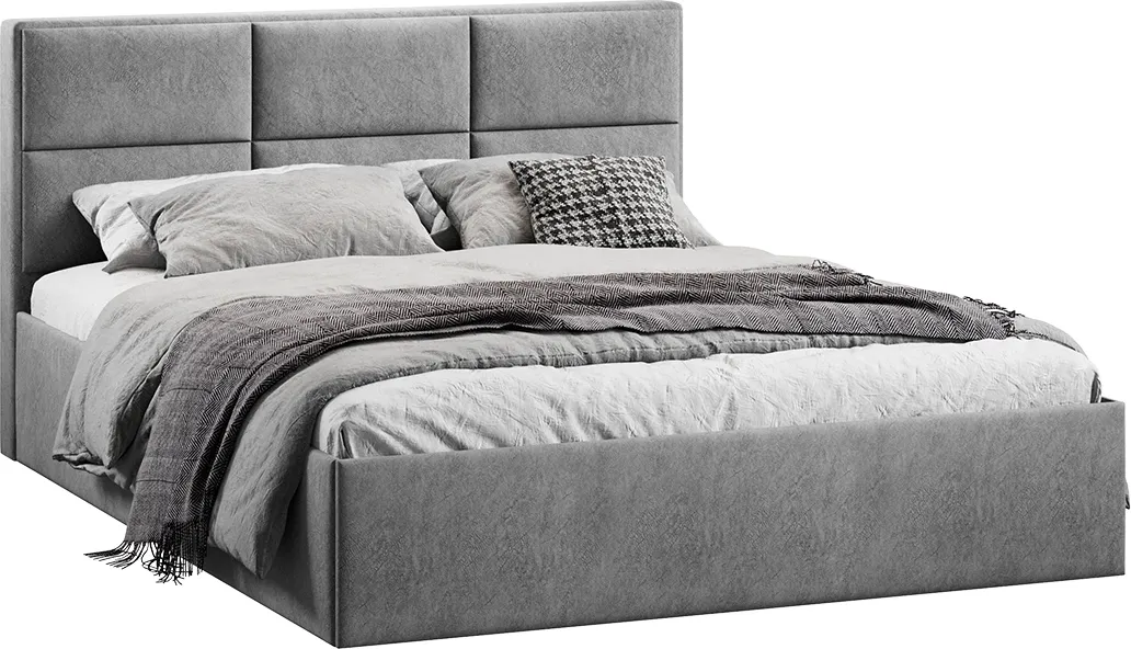 Полуторная кровать ТриЯ Стелла c ПМ 140x200 Тип 1 и заглушиной (микровелюр Wellmart Silver)