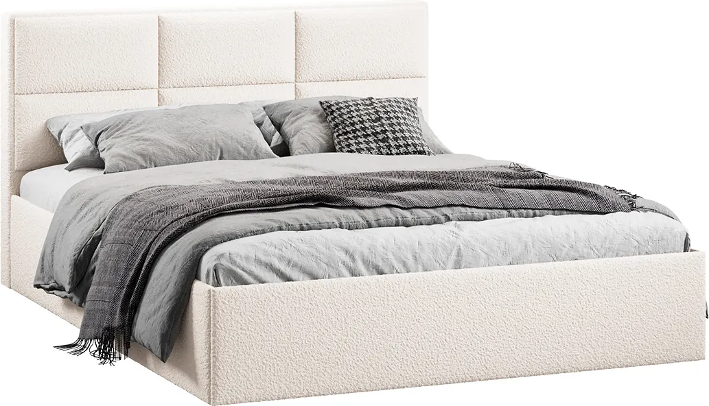 Двуспальная кровать ТриЯ Стелла c ПМ 180x200 Тип 1 и заглушиной (экомех Barni Milk)