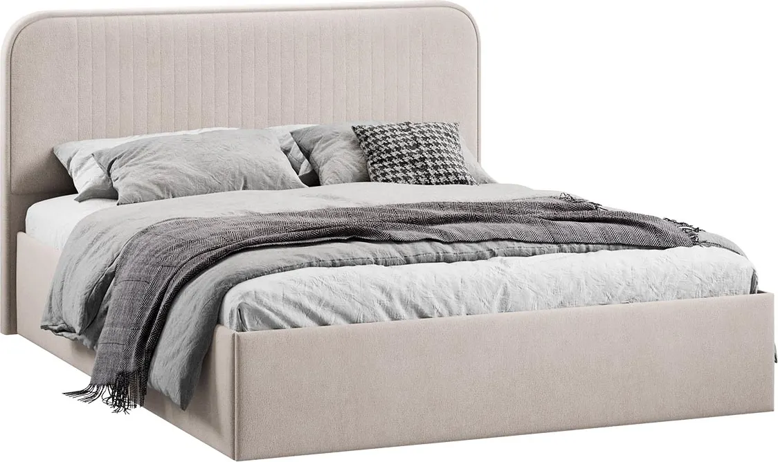 Полуторная кровать ТриЯ Тиффани c ПМ 140x200 Тип 1 и заглушиной (велюр мокко светлый)
