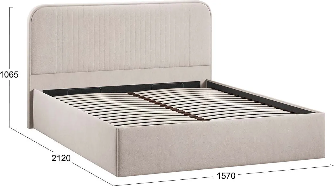 Полуторная кровать ТриЯ Тиффани c ПМ 140x200 Тип 1 и заглушиной (велюр мокко светлый) — фото 4