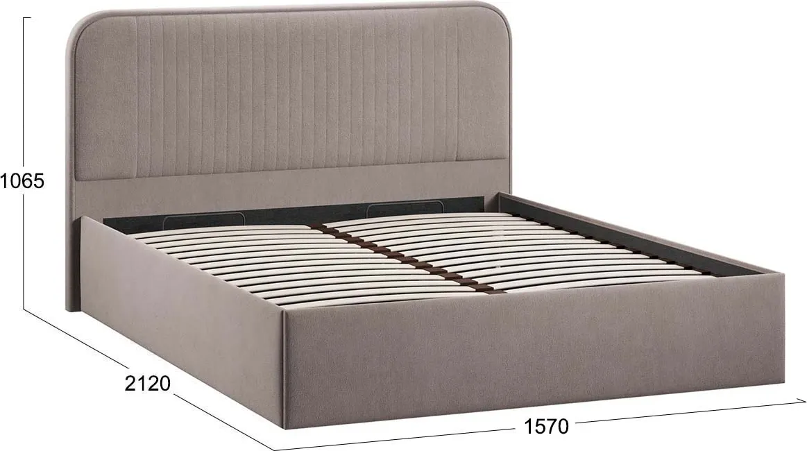 Полуторная кровать ТриЯ Тиффани c ПМ 140x200 Тип 1 и заглушиной (велюр мокко темный) — фото 4