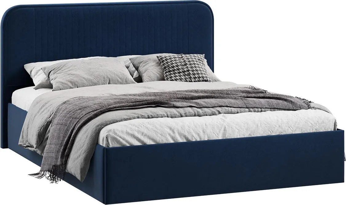 Полуторная кровать ТриЯ Тиффани c ПМ 140x200 Тип 1 и заглушиной (микровелюр Wellmart Blue)