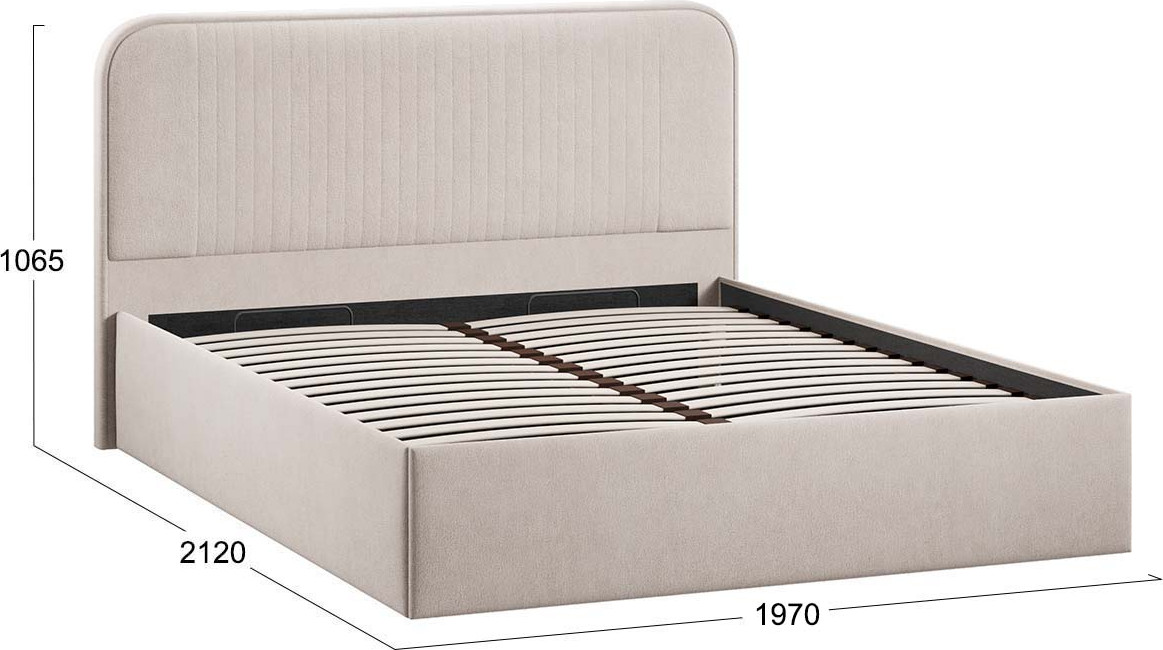 Двуспальная кровать ТриЯ Тиффани c ПМ 180x200 Тип 1 и заглушиной (велюр мокко светлый) — фото 4