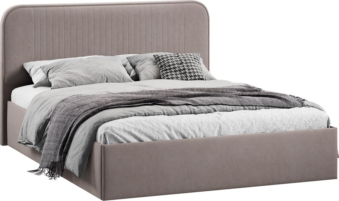 Двуспальная кровать ТриЯ Тиффани c ПМ 180x200 Тип 1 и заглушиной (велюр мокко темный)