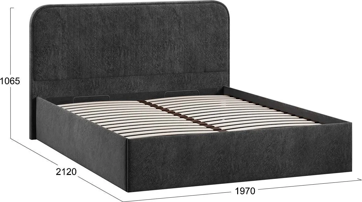 Двуспальная кровать ТриЯ Тиффани c ПМ 180x200 Тип 1 и заглушиной (микровелюр Wellmart Graphite) — фото 4