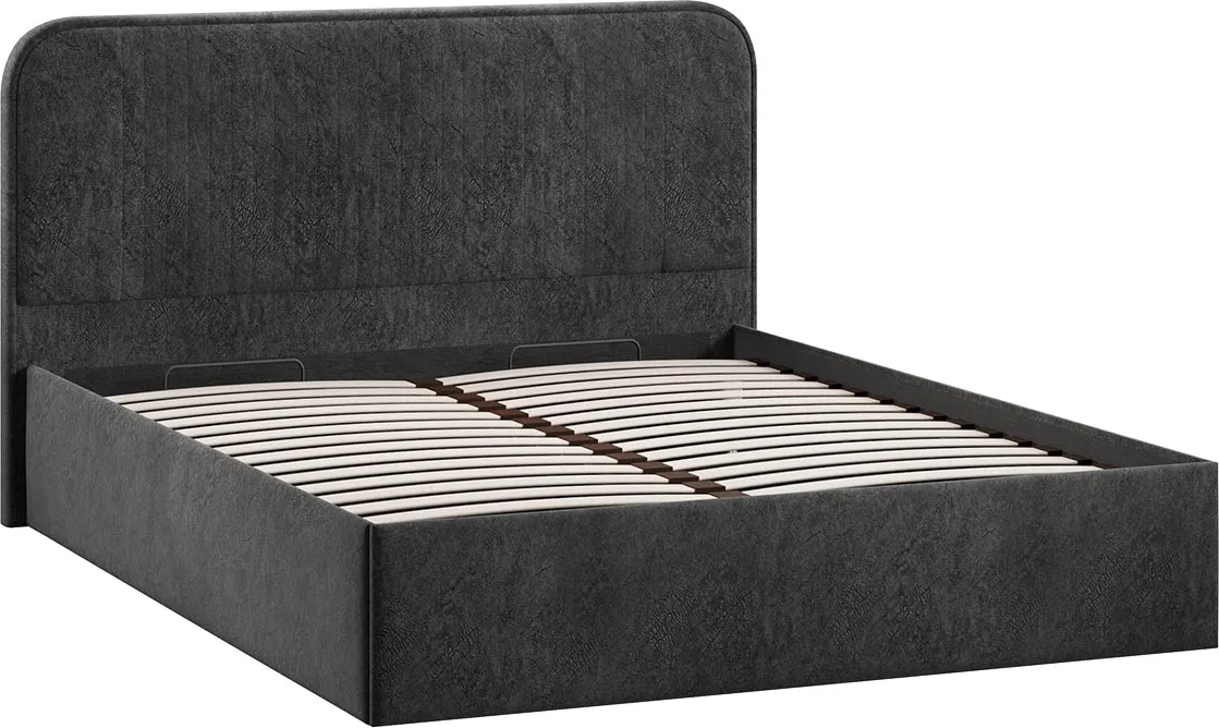 Двуспальная кровать ТриЯ Тиффани c ПМ 180x200 Тип 1 и заглушиной (микровелюр Wellmart Graphite) — фото 2