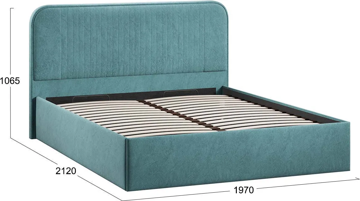 Двуспальная кровать ТриЯ Тиффани c ПМ 180x200 Тип 1 и заглушиной (микровелюр Wellmart Indigo) — фото 4