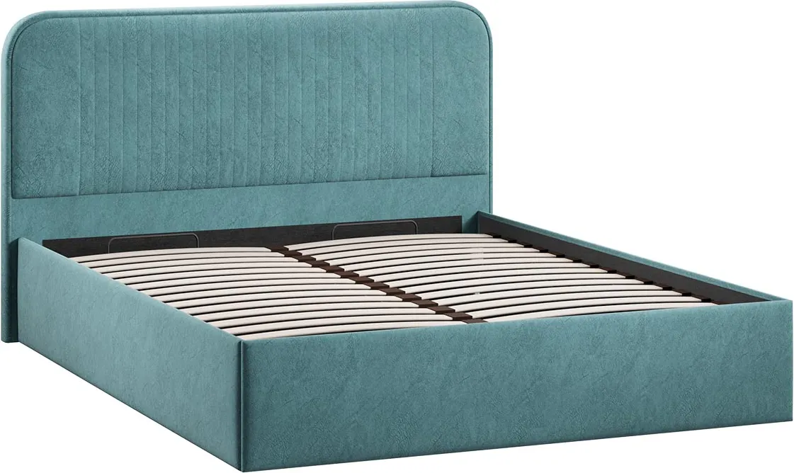 Двуспальная кровать ТриЯ Тиффани c ПМ 180x200 Тип 1 и заглушиной (микровелюр Wellmart Indigo) — фото 2