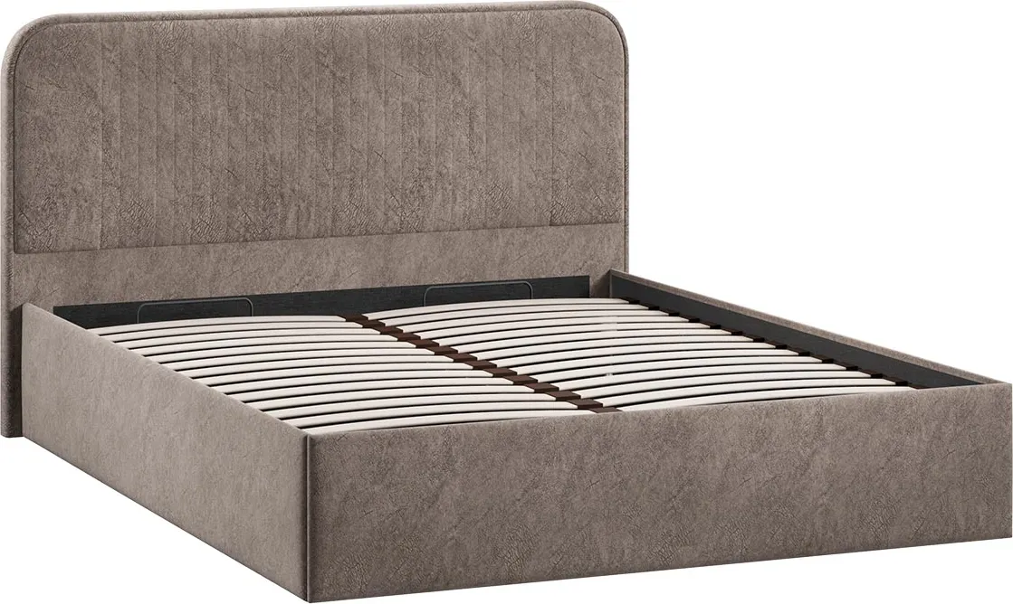 Двуспальная кровать ТриЯ Тиффани c ПМ 180x200 Тип 1 и заглушиной (микровелюр Wellmart Latte) — фото 2