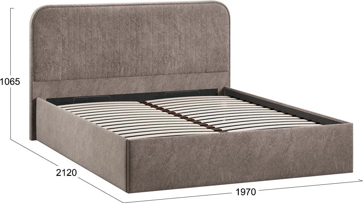 Двуспальная кровать ТриЯ Тиффани c ПМ 180x200 Тип 1 и заглушиной (микровелюр Wellmart Latte) — фото 4