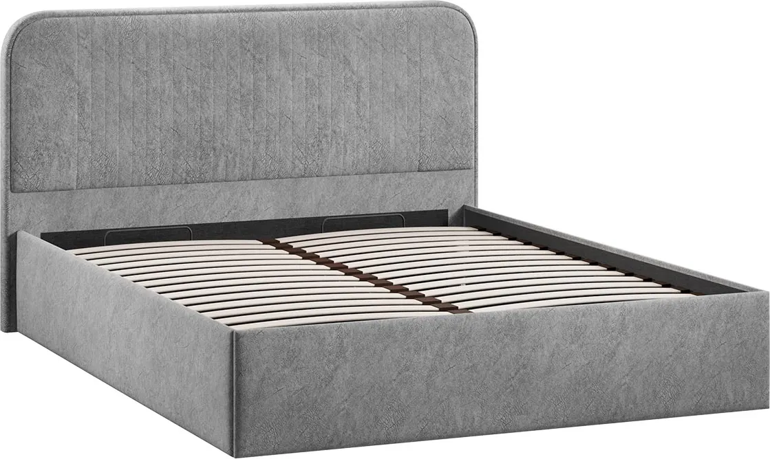 Двуспальная кровать ТриЯ Тиффани c ПМ 180x200 Тип 1 и заглушиной (микровелюр Wellmart Silver) — фото 2